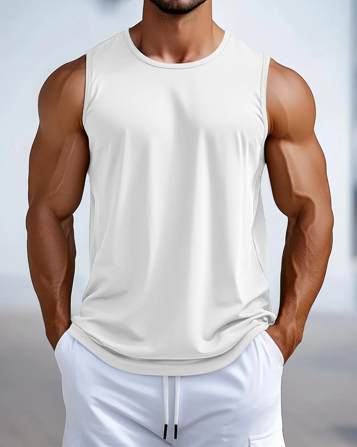 3 Pack Big and Tall Cotton Men's Tank Tops Plus Size Workout Sleeveless Tee Shirts Crew Neck Muscle Shirts L-5XL