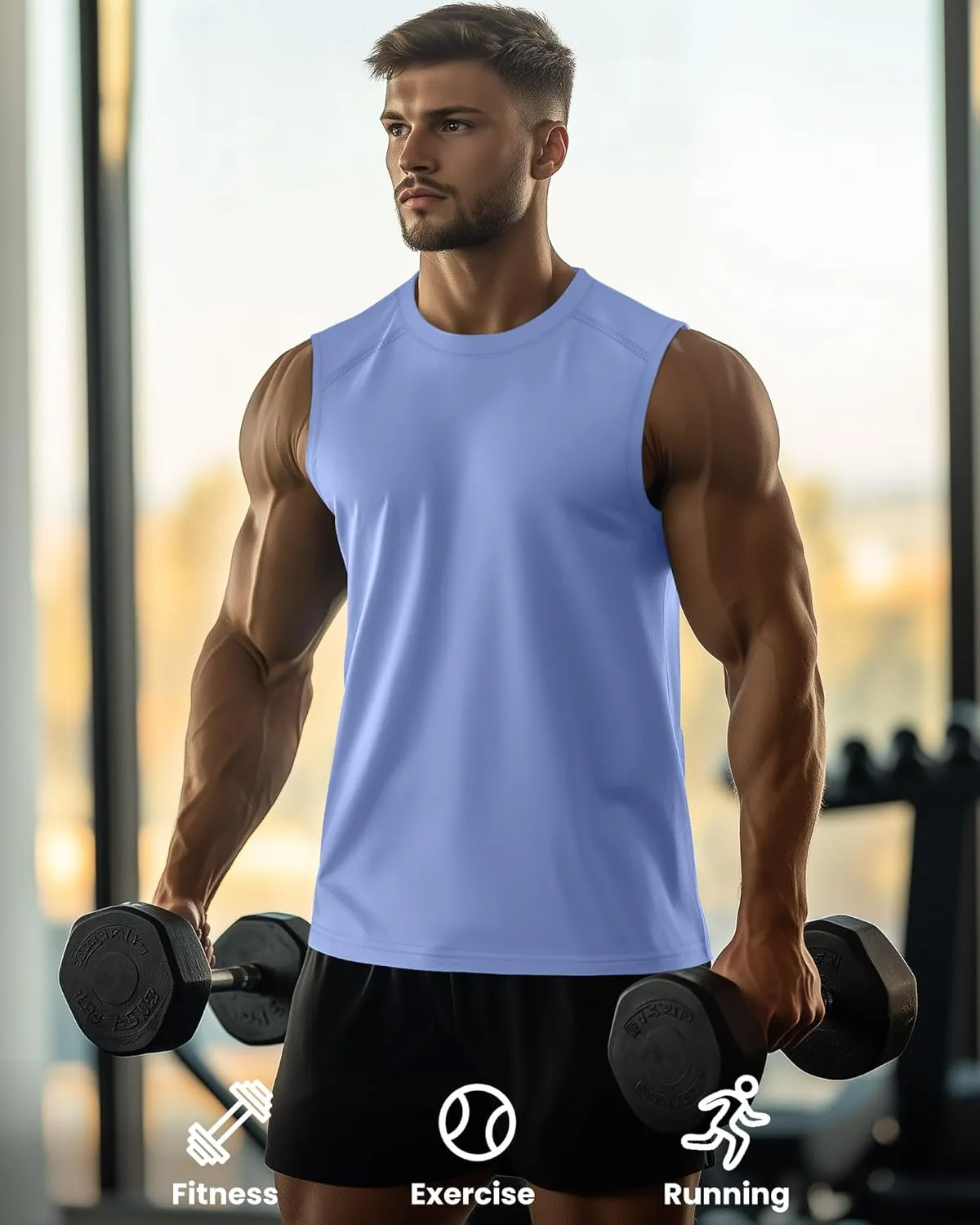 3 Pack Men's Big and Tall Tank Tops, Crewneck Sleeveless Tee Shirts Cotton Workout Swim Running Gym Muscle Shirts