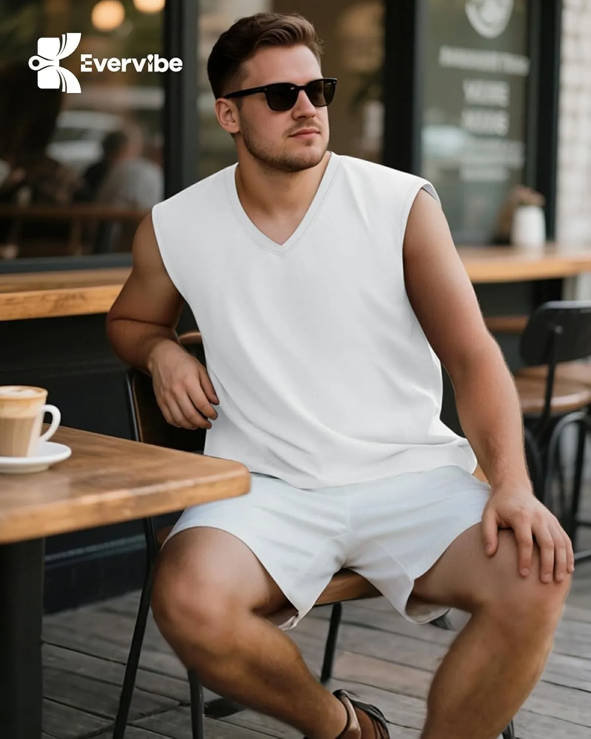 3 Pack Mens V Neck Tank Tops 95% Cotton Sleeveless Big and Tall Muscle Cut Off Shirts Gym Workout Tee