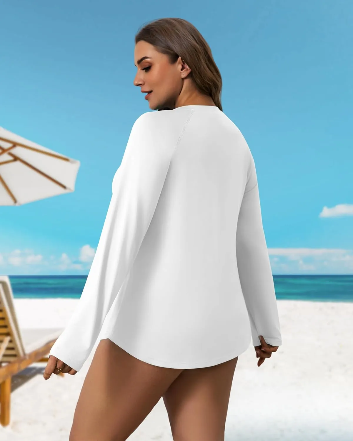 3 Pack Women's Plus Size Long Sleeve Rash Guards, UV Sun Protection Shirts Quick Dry V Neck Swim Tops Fishing Tee