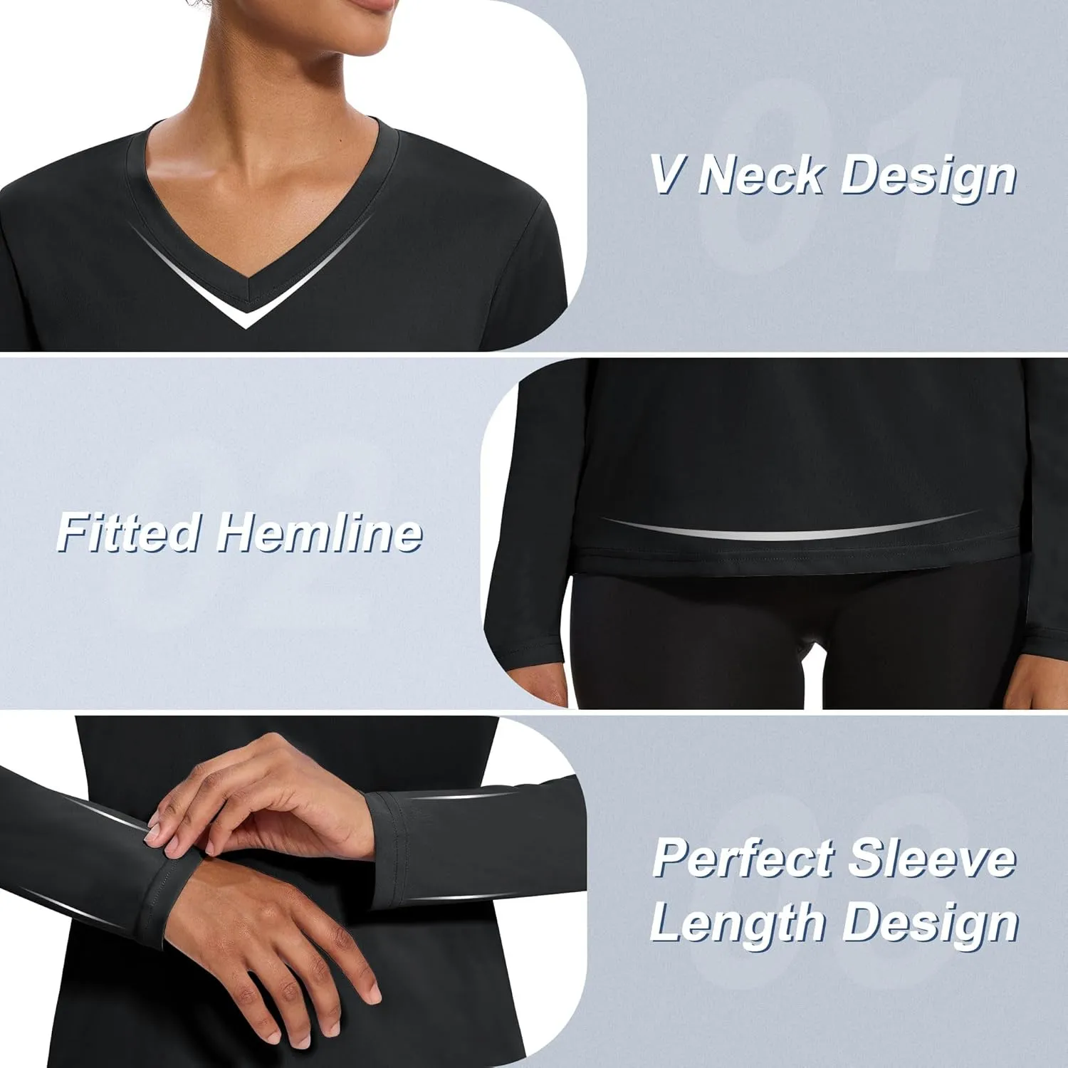 4-7 Pack Long Sleeve Shirts for Women,Moisture Wicking Shirts Long Sleeve Workout Tops for Women V Neck Hiking T-Shirts