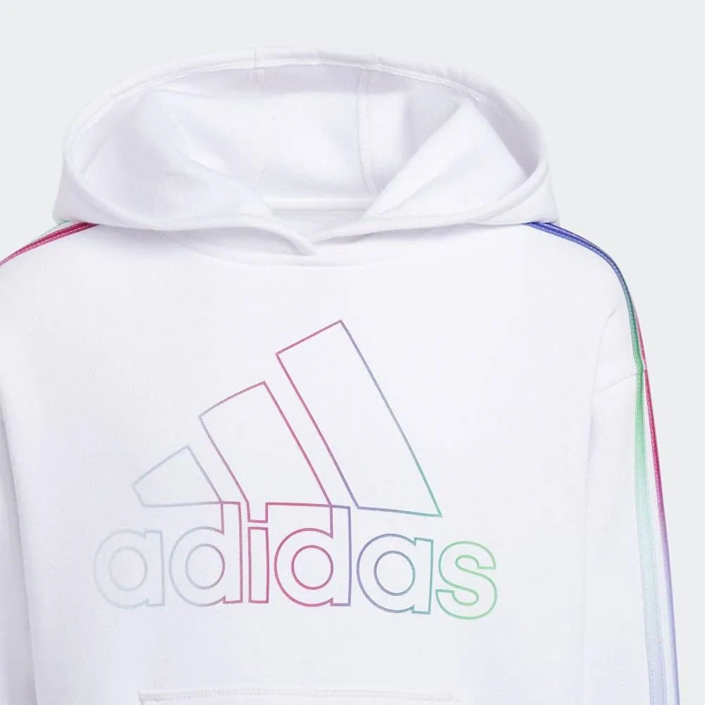 adidas Girls' Multicolor 3-Stripes Fleece Pullover Hoodie