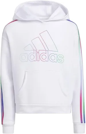 adidas Girls' Multicolor 3-Stripes Fleece Pullover Hoodie