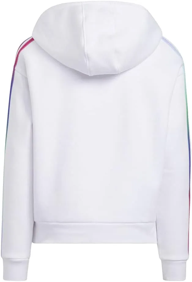 adidas Girls' Multicolor 3-Stripes Fleece Pullover Hoodie