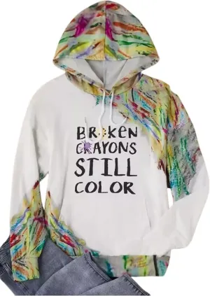 AIMITAG Funny Letter Print Mental Health Awareness Hoodie - Women's Casual Fall Long Sleeve With Kangaroo Pocket