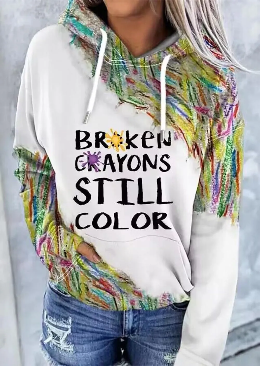 AIMITAG Funny Letter Print Mental Health Awareness Hoodie - Women's Casual Fall Long Sleeve With Kangaroo Pocket
