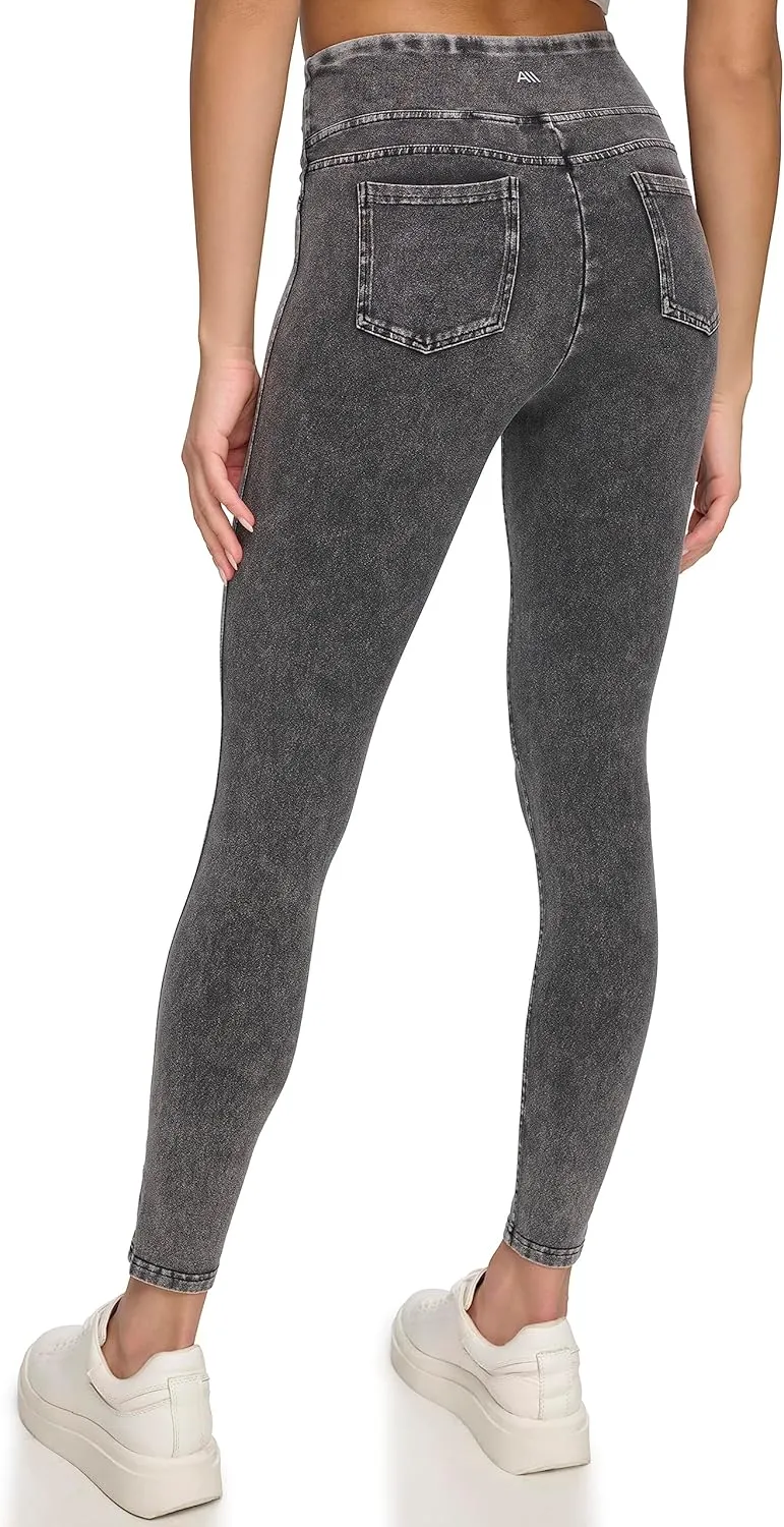 Andrew Marc Women's High Waist Faux Denim Full Length Legging, Regular and Plus Sizes