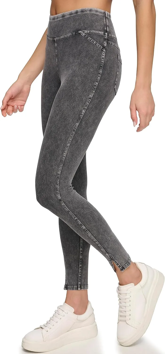 Andrew Marc Women's High Waist Faux Denim Full Length Legging, Regular and Plus Sizes