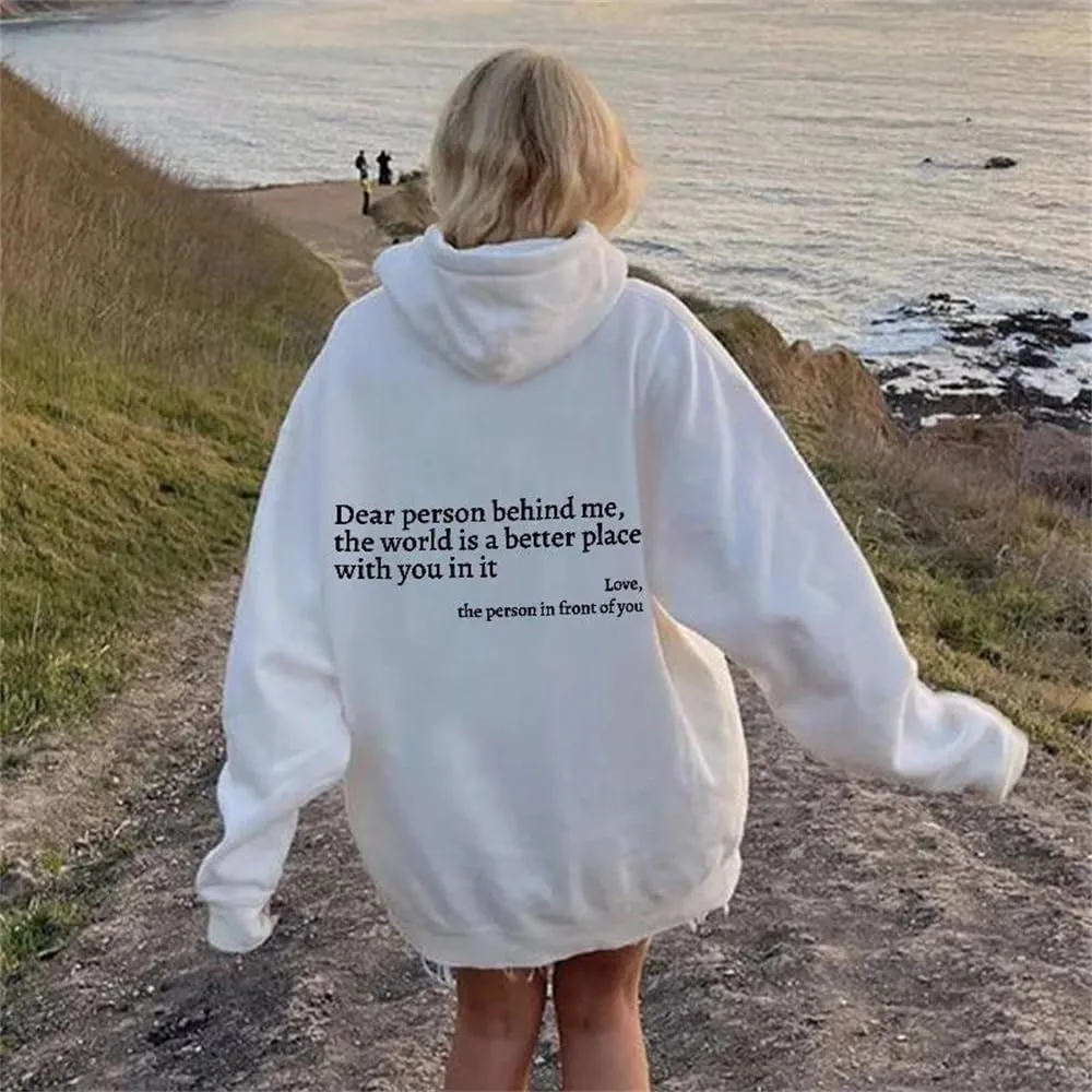 AQWEI Dear Person Behind Me Sweatshirt You are Enough Graphic Sweatshirt for Women Hoodie Pullover