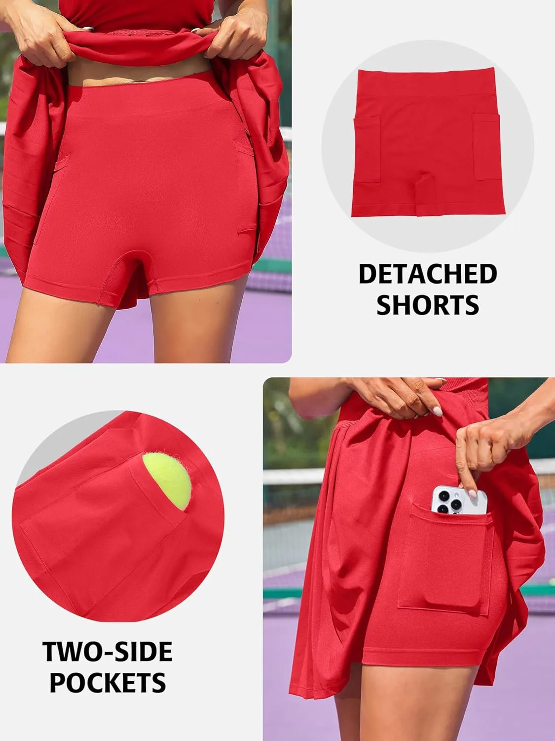 ATTRACO Women Tennis Dress with Built in Shorts and Bra Pleated Golf Dress Seamless Athletic Dress