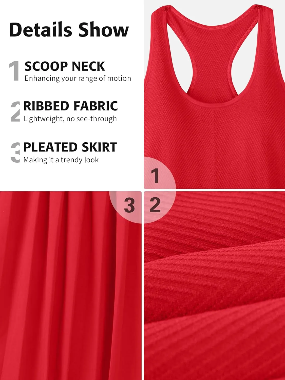 ATTRACO Women Tennis Dress with Built in Shorts and Bra Pleated Golf Dress Seamless Athletic Dress