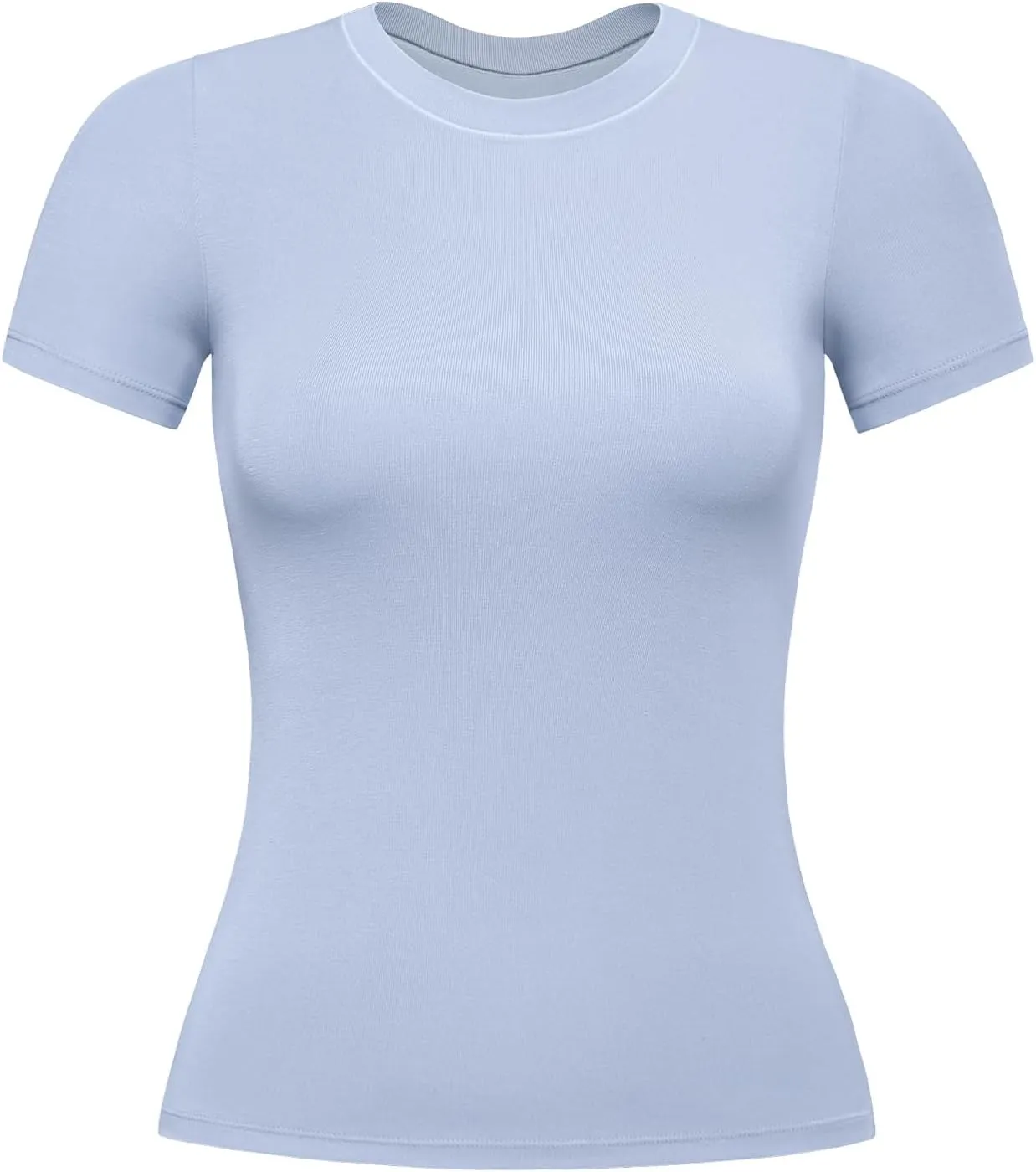 AUROLA Everyday Fitted T-Shirt for Women,Crew Neck Basic Short Sleeves T ShirtCrop Tops Modal Slim Fit Tee