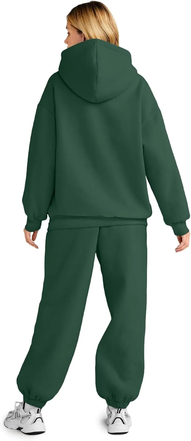AUTOMET Womens 2 Piece Outfits Lounge Hoodie Sweatsuit Sets Oversized Sweatshirt Baggy Fall Fashion Sweatpants with Pockets