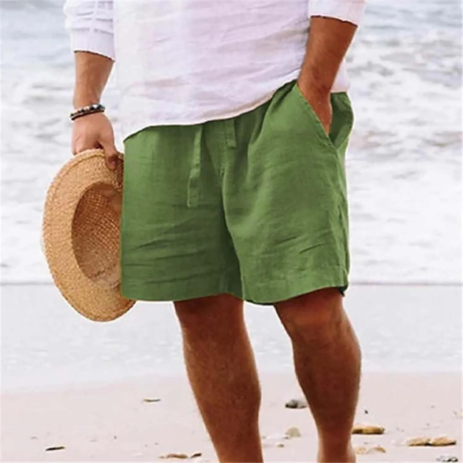 Black Shorts Men Cotton Men's Solid Summer Fashionable Men's pants Mens White Shorts Mens Stretch Cargo Mens Linen