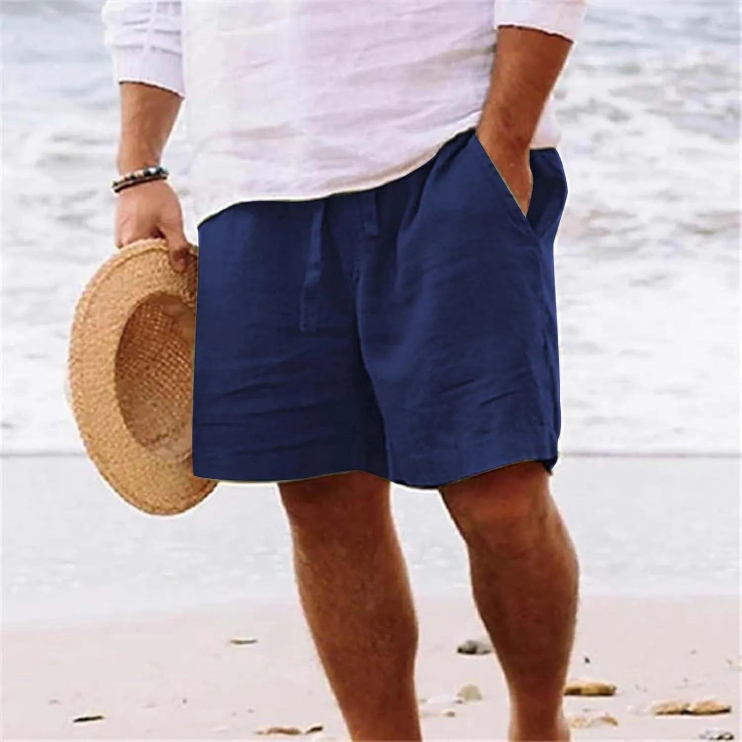 Black Shorts Men Cotton Men's Solid Summer Fashionable Men's pants Mens White Shorts Mens Stretch Cargo Mens Linen