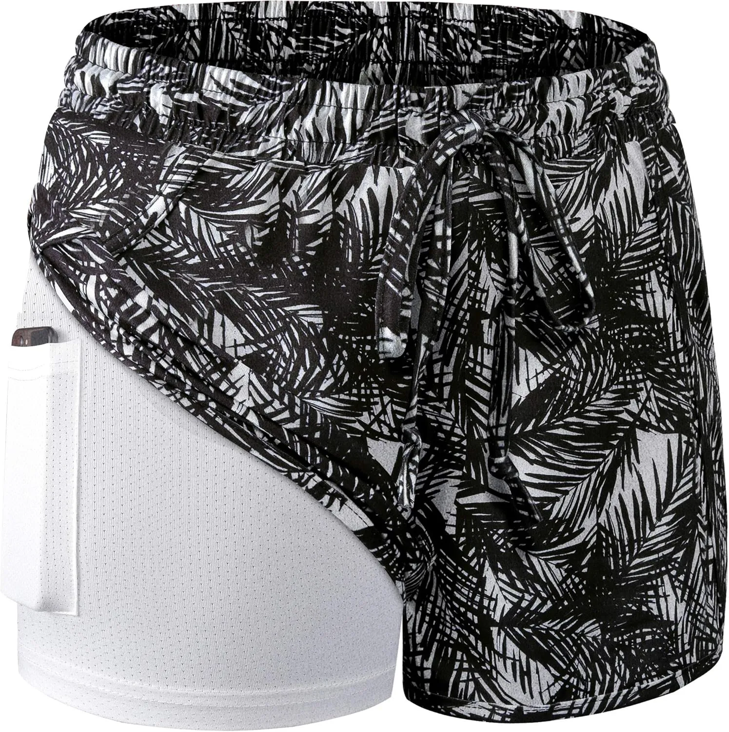BLEVONH Women Yoga Running Shorts 2 in 1 Workout Athletic Shorts with Pockets S-3XL