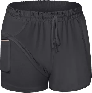 BLEVONH Women Yoga Running Shorts 2 in 1 Workout Athletic Shorts with Pockets S-3XL