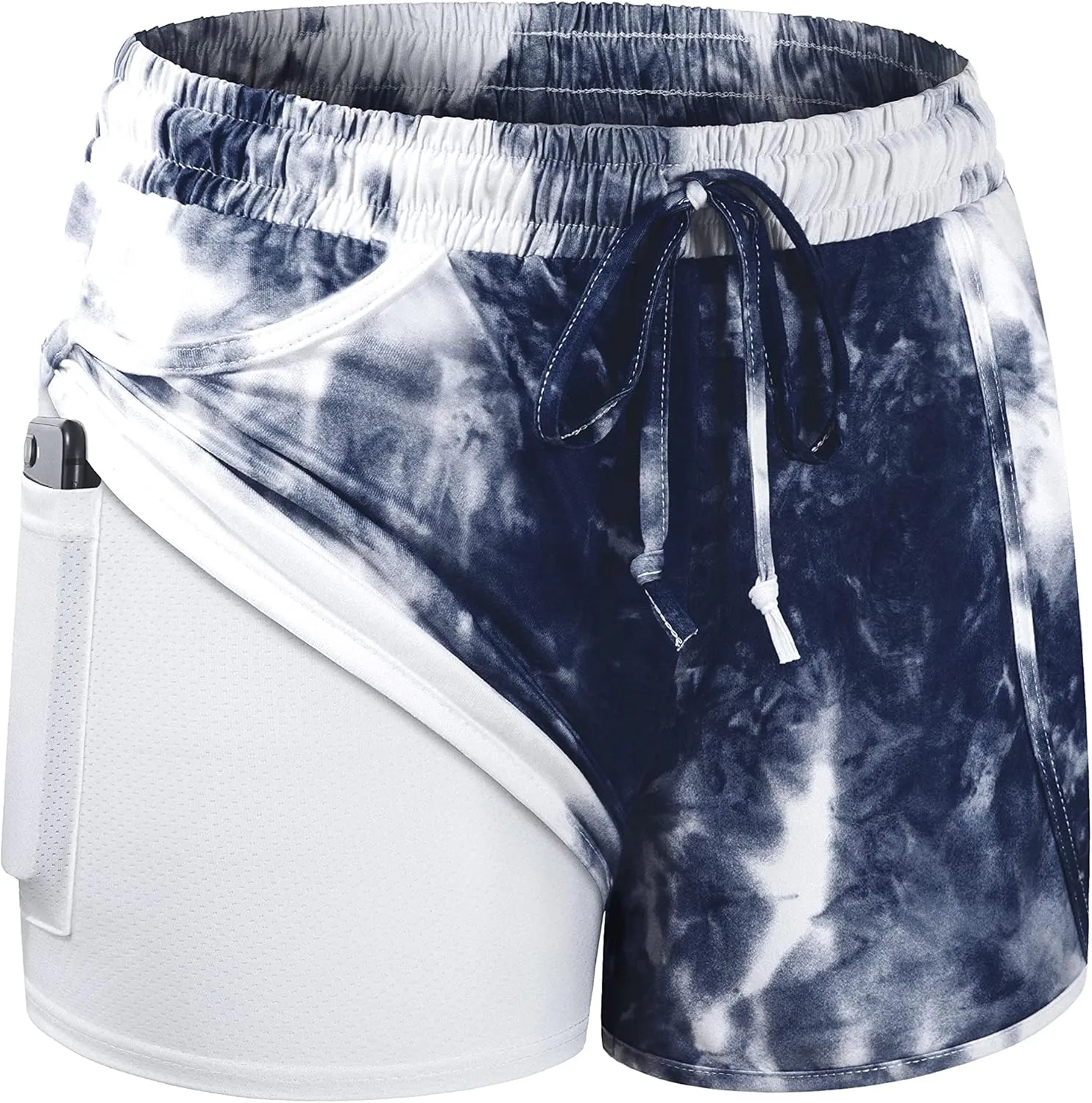 BLEVONH Women Yoga Running Shorts 2 in 1 Workout Athletic Shorts with Pockets S-3XL