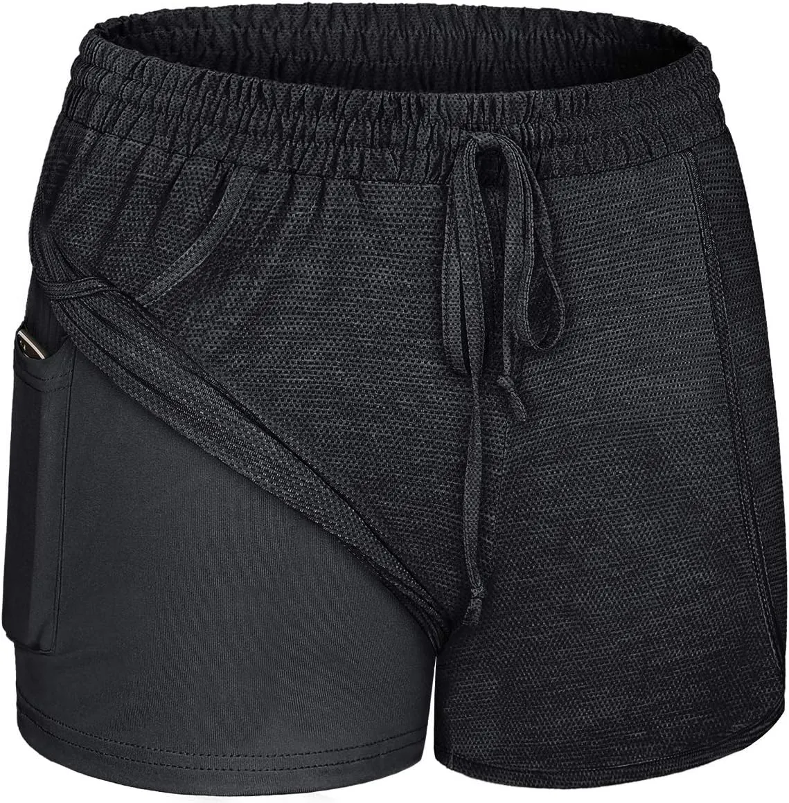 BLEVONH Women Yoga Running Shorts 2 in 1 Workout Athletic Shorts with Pockets S-3XL