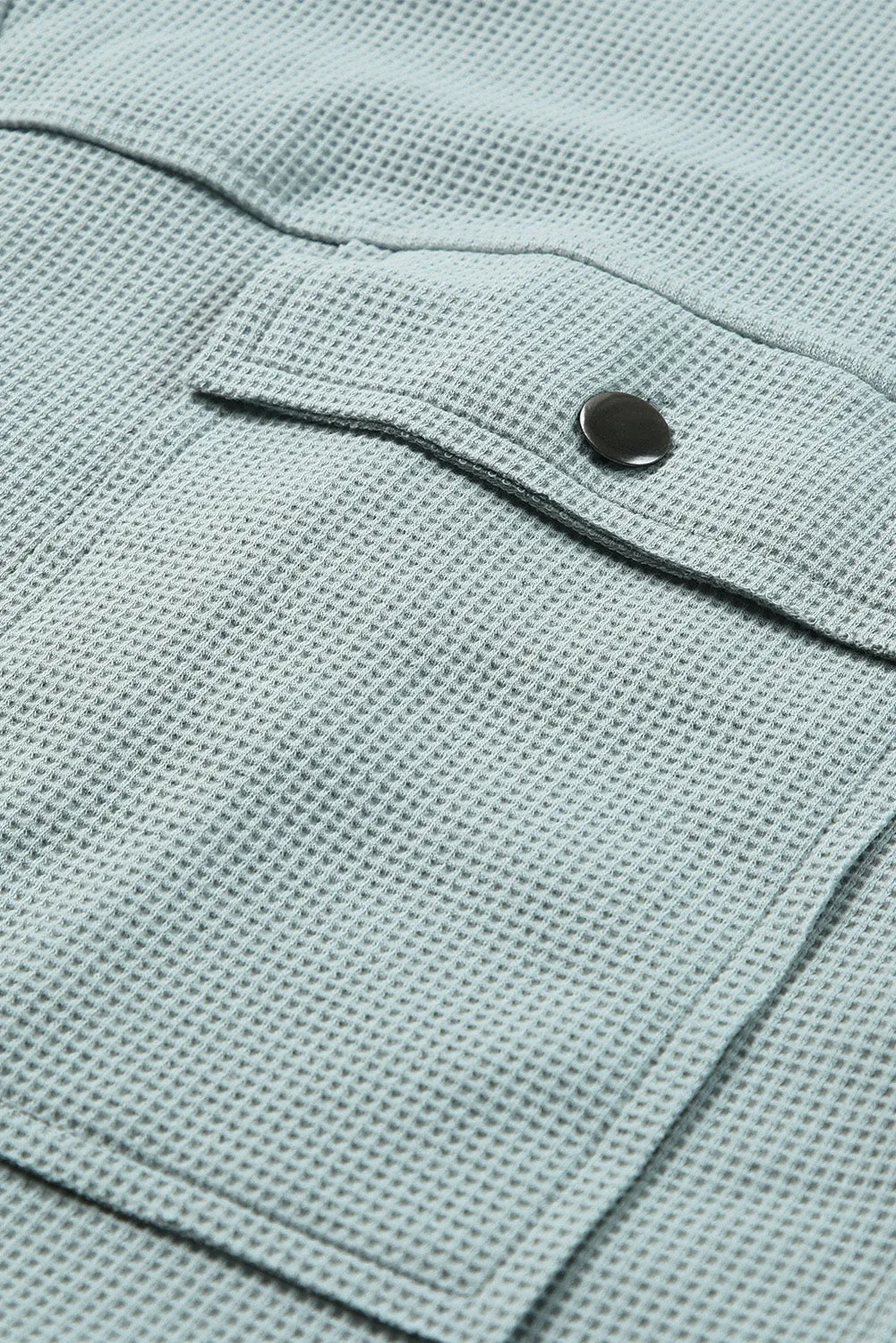 Blue Waffle Knit Buttons Cropped Jacket