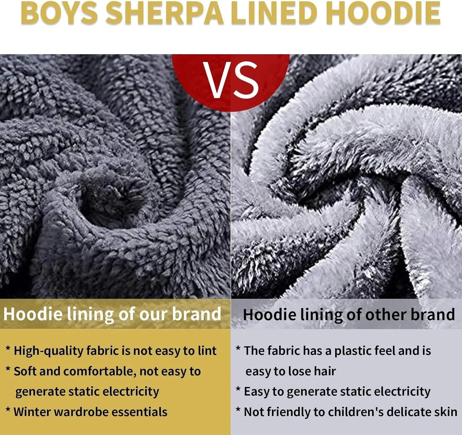 Boys Fleece Jacket Zip Up Hoodie Sherpa Lined Warm Coat Hooded Sweatshirt Outerwear