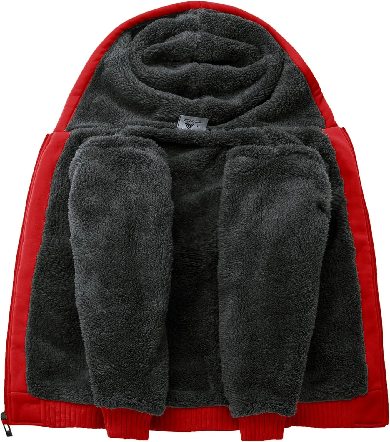 Boys Fleece Jacket Zip Up Hoodie Sherpa Lined Warm Coat Hooded Sweatshirt Outerwear