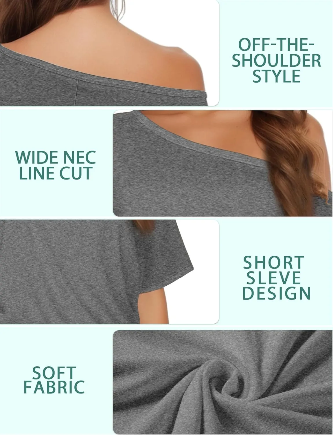Buauty Womens Summer Off Shoulder Tops Casual Loose Short Sleeve T Shirts One Shoulder Tops Trendy Sexy Cute Tunic Tee