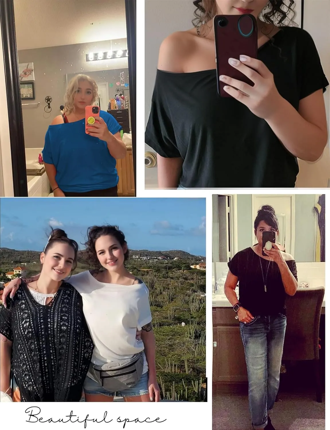 Buauty Womens Summer Off Shoulder Tops Casual Loose Short Sleeve T Shirts One Shoulder Tops Trendy Sexy Cute Tunic Tee
