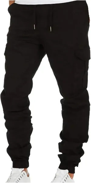 Cargo Pants for Men,Drawstring Elastic Waist Trouser Street Cargo Pants Casual Hiking Pants Joggers Sweatpant