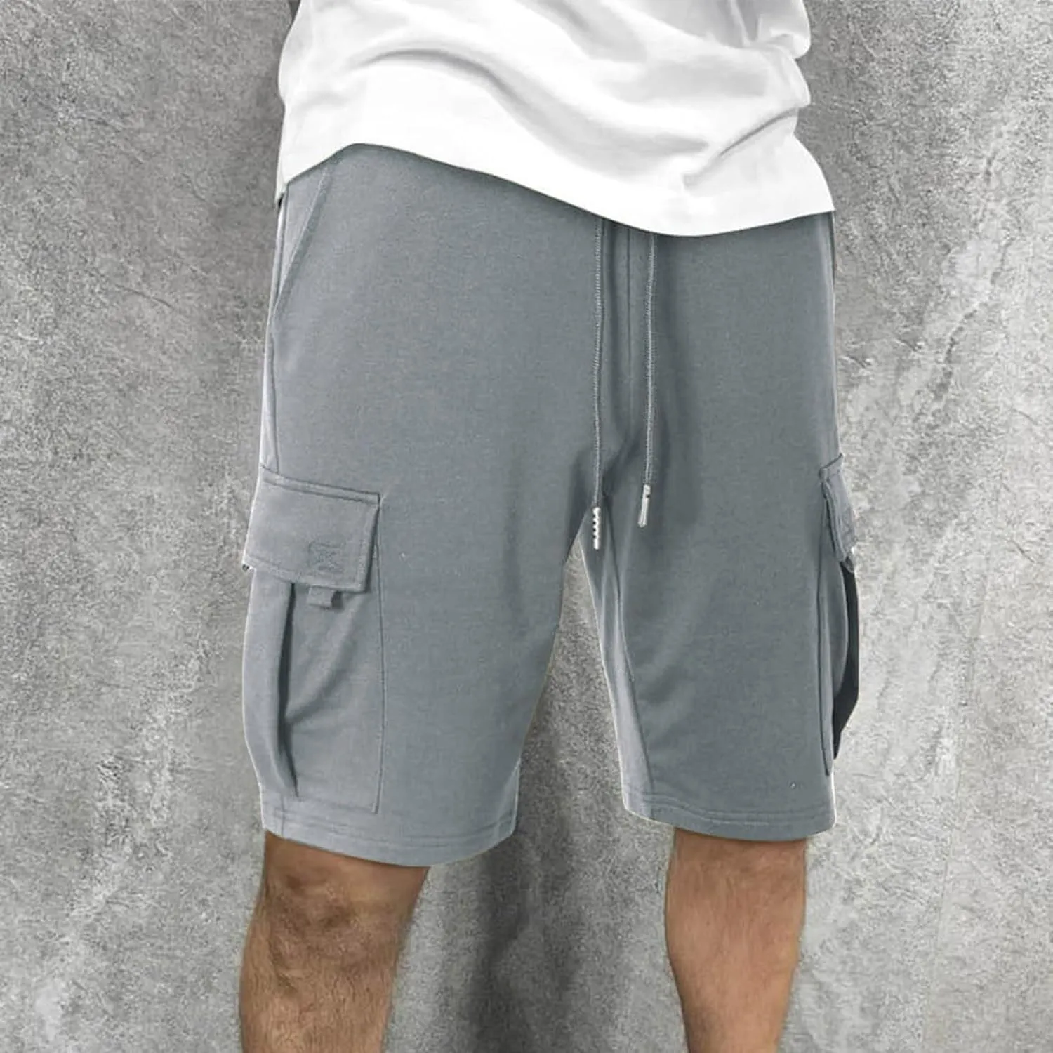 Cargo Shorts for Men Comfy Drawstring Elastic Waist Sports Sweat Shorts Lightweight Gym Workout Shorts Multi Pockets