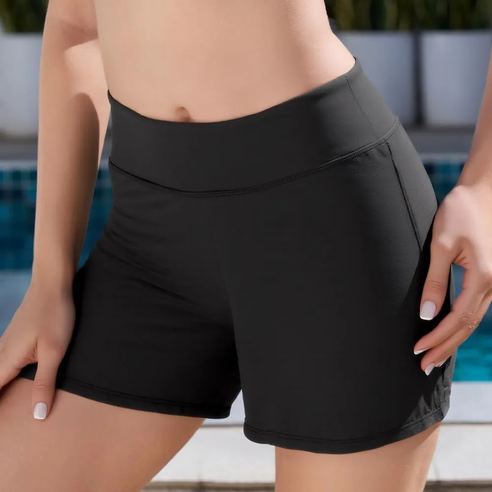 COCOPEAR Period High Waisted Swim Shorts Women with Liner Leakproof Women's Board Shorts for Teens, Girls, Women