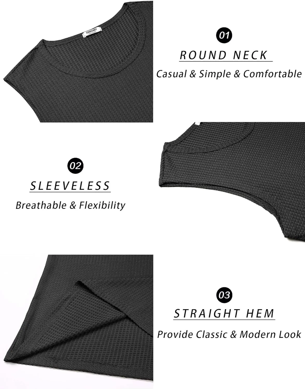 COOFANDY Mens Casual Tank Tops 2 Pack Waffle Knit Sleeveless Shirt Breathable Tank Shirts Summer Muscle Tee