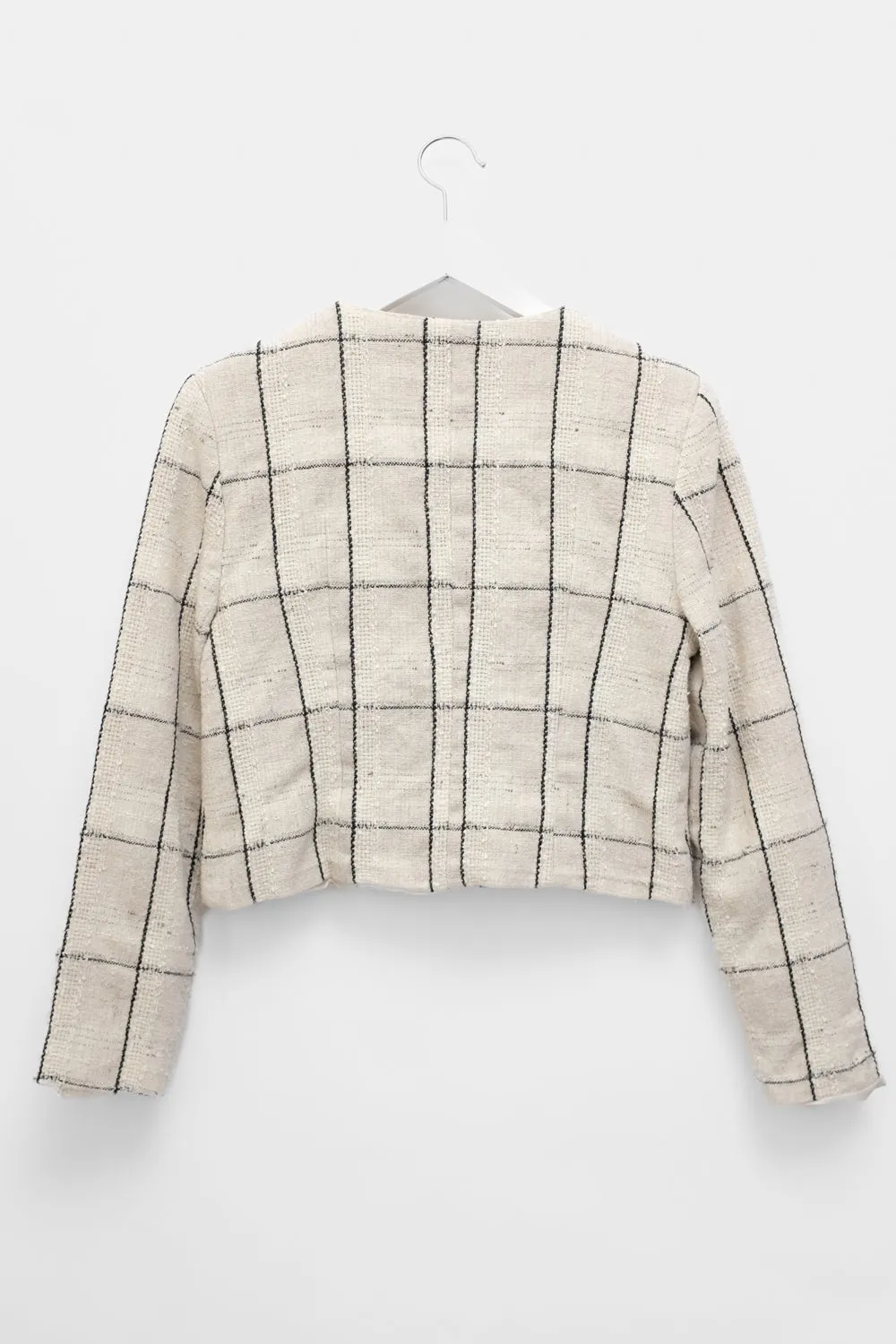 CROP TARTAN VINTAGE BLAZER JACKET