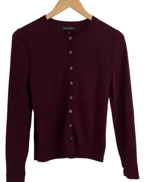 Dark Winter Malbec Wool Button Cardigan Sweater