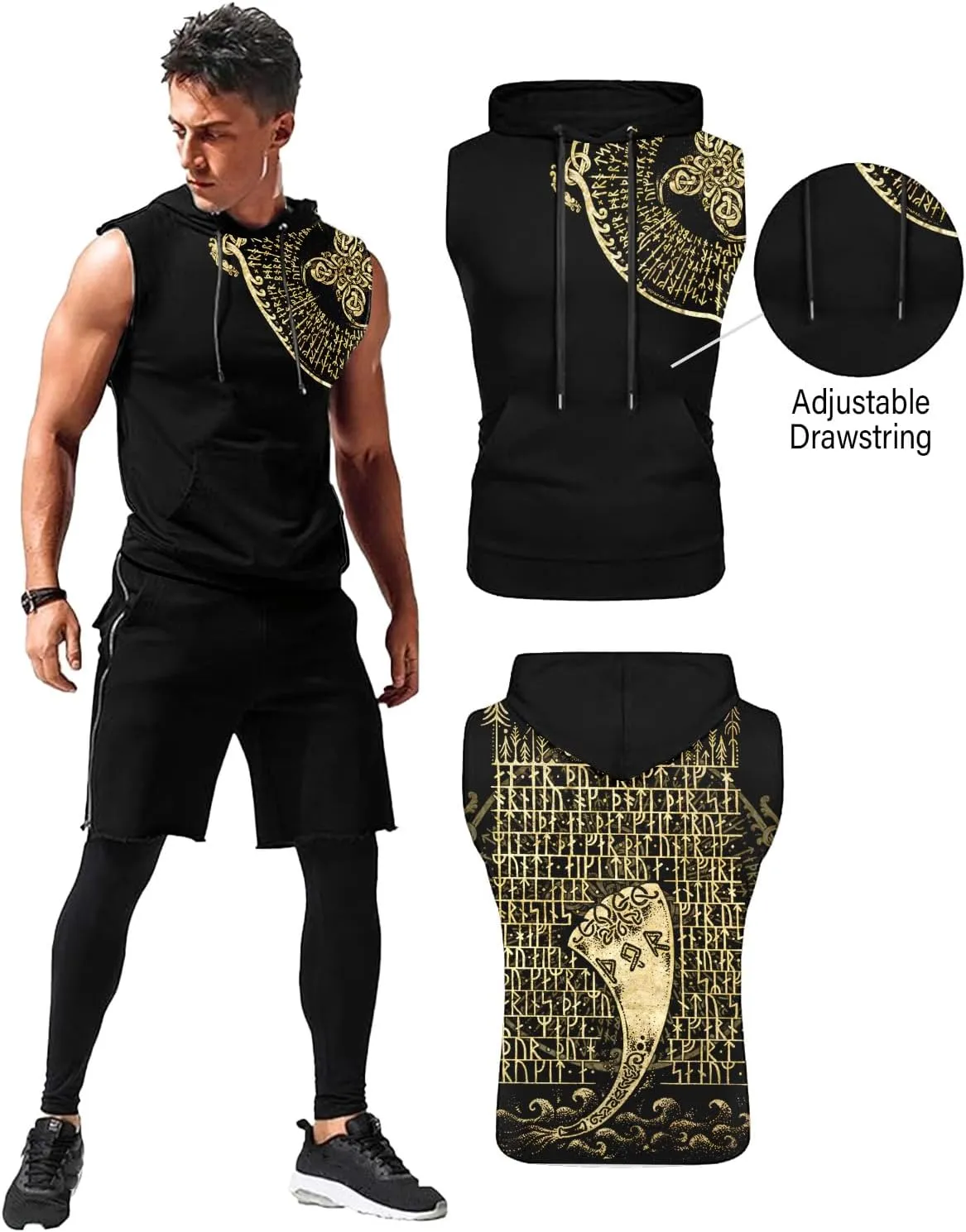 Desantiago Workout Hooded Tank Tops Sports Training Sleeveless Gym Hoodies Bodybuilding Cut Off Muscle Shirts