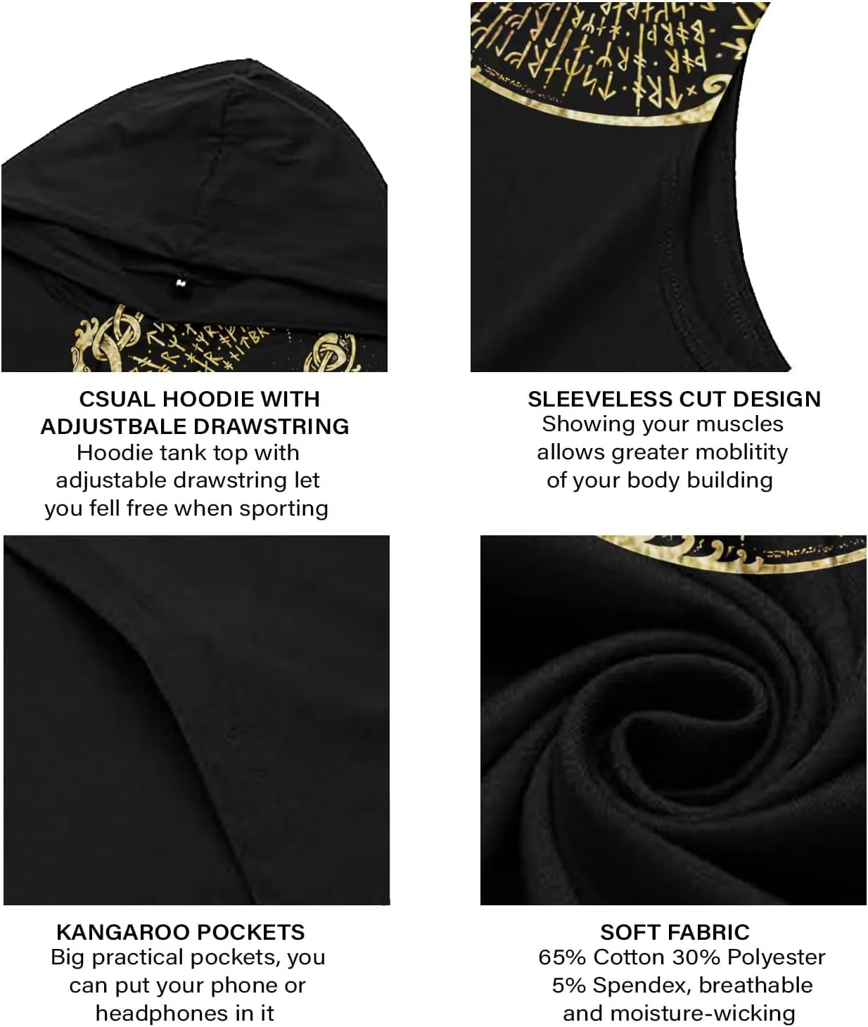 Desantiago Workout Hooded Tank Tops Sports Training Sleeveless Gym Hoodies Bodybuilding Cut Off Muscle Shirts