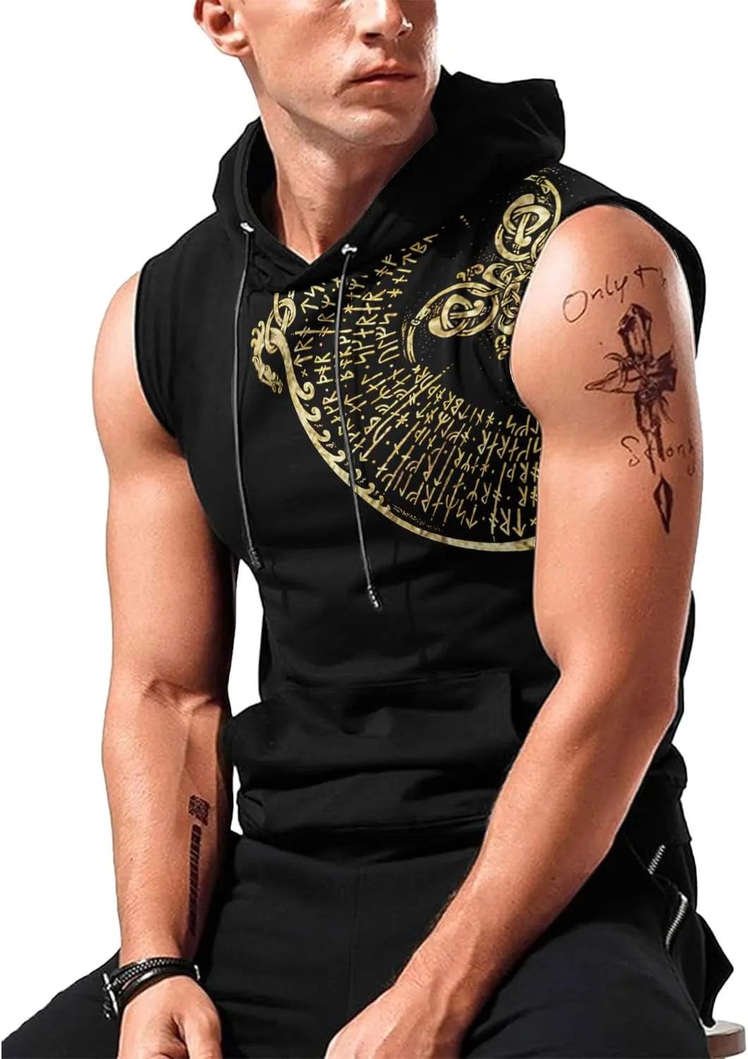 Desantiago Workout Hooded Tank Tops Sports Training Sleeveless Gym Hoodies Bodybuilding Cut Off Muscle Shirts