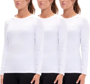 DEVOPS 3 Pack Women's Compression Shirt Dry Fit Long Sleeve Running Athletic T-Shirt Workout Tops