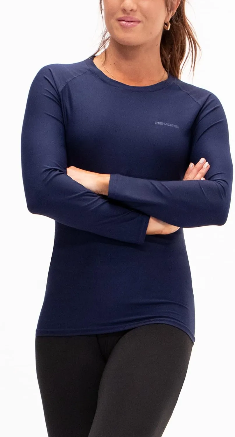 DEVOPS 3 Pack Women's Compression Shirt Dry Fit Long Sleeve Running Athletic T-Shirt Workout Tops