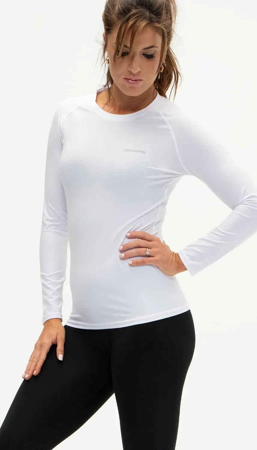 DEVOPS 3 Pack Women's Compression Shirt Dry Fit Long Sleeve Running Athletic T-Shirt Workout Tops
