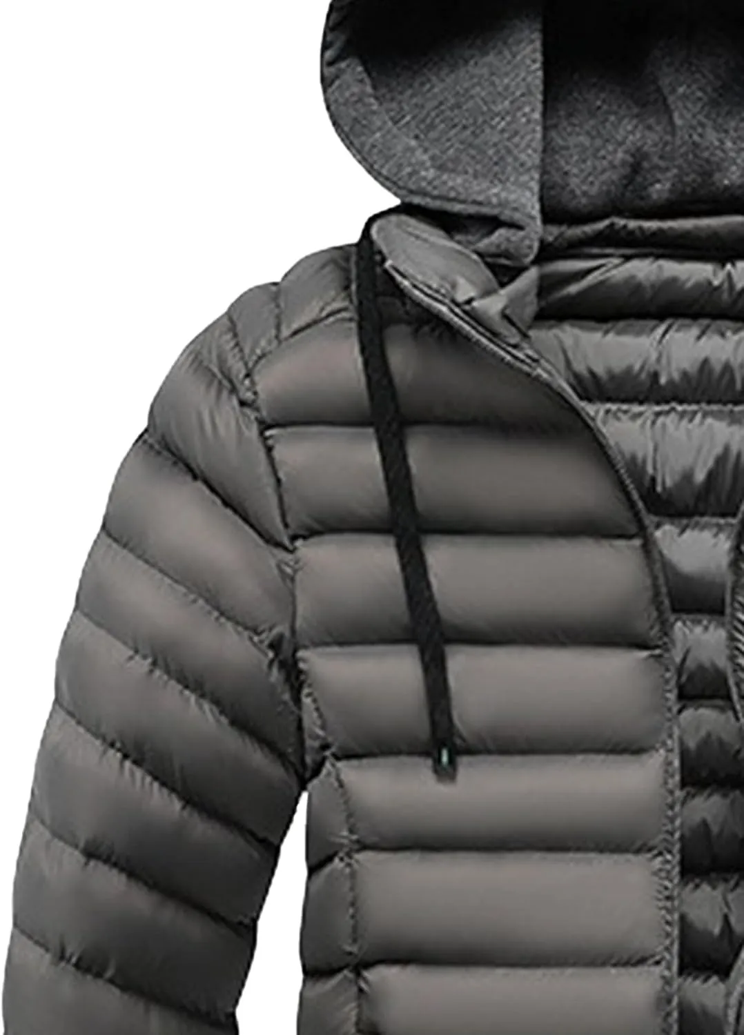 DGHM-JLMY Men's Lightweight Winter Slim Fit Hood Down Jacket Full Zip Puffer Quilted Hooded Pocket Zip Warm Thicken Coat Hood