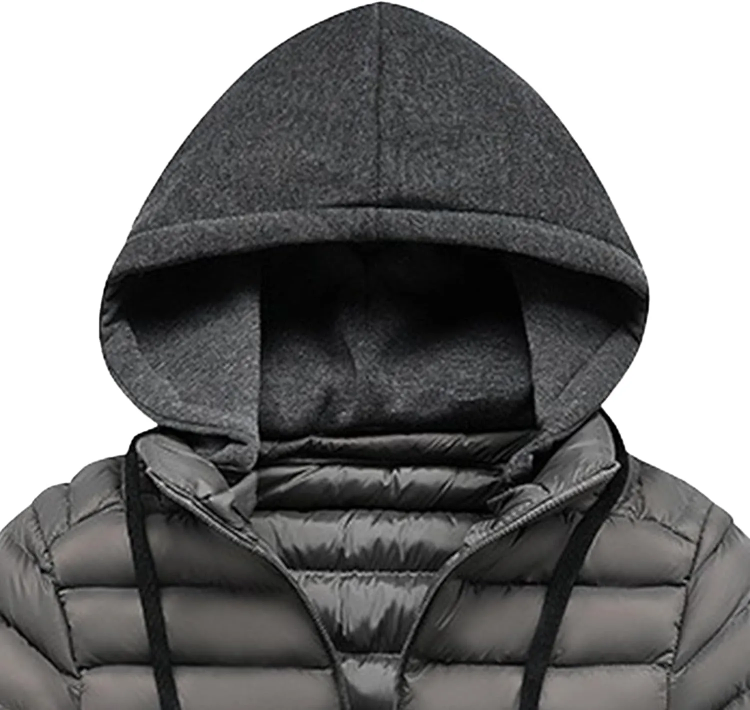 DGHM-JLMY Men's Lightweight Winter Slim Fit Hood Down Jacket Full Zip Puffer Quilted Hooded Pocket Zip Warm Thicken Coat Hood