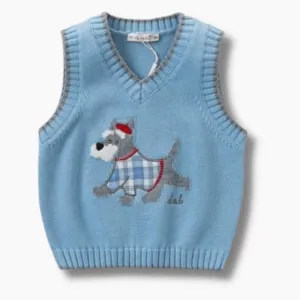 Dog Print Knit Sweater Vest