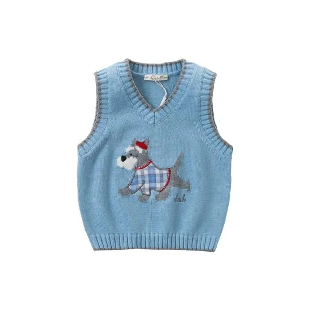 Dog Print Knit Sweater Vest