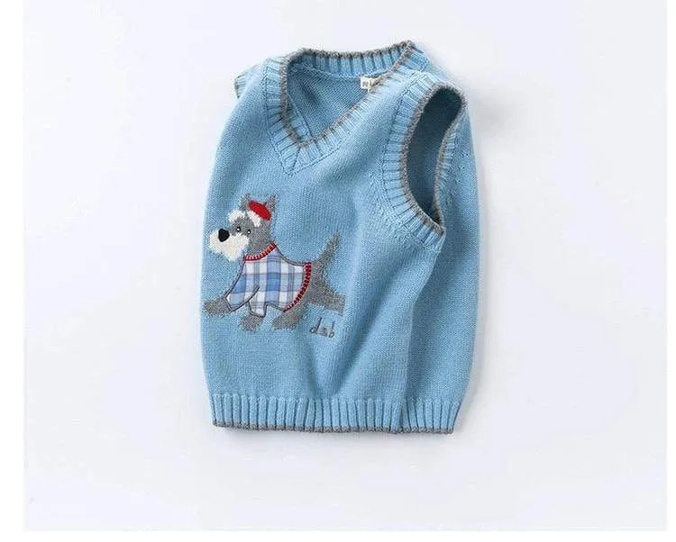 Dog Print Knit Sweater Vest