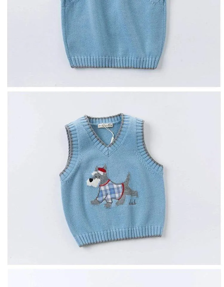 Dog Print Knit Sweater Vest