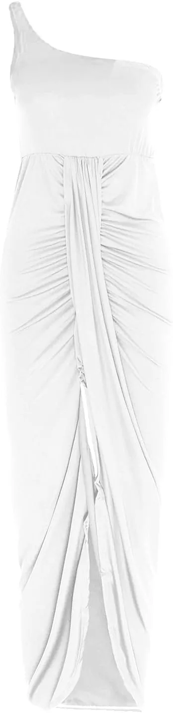 Dresses for Women 2023 Summer Strapless Long Dress Ruched High Waist Wrap Split Asymmetrical Party Club Dress Beach Sundress