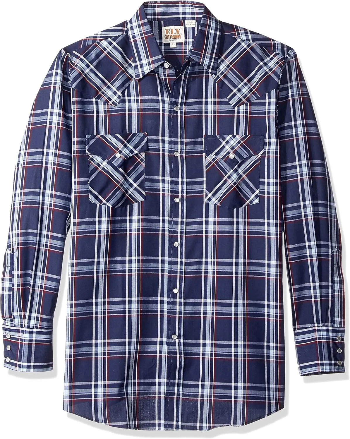 ELY CATTLEMAN Men's Long Sleeve Plaid Western Shirt