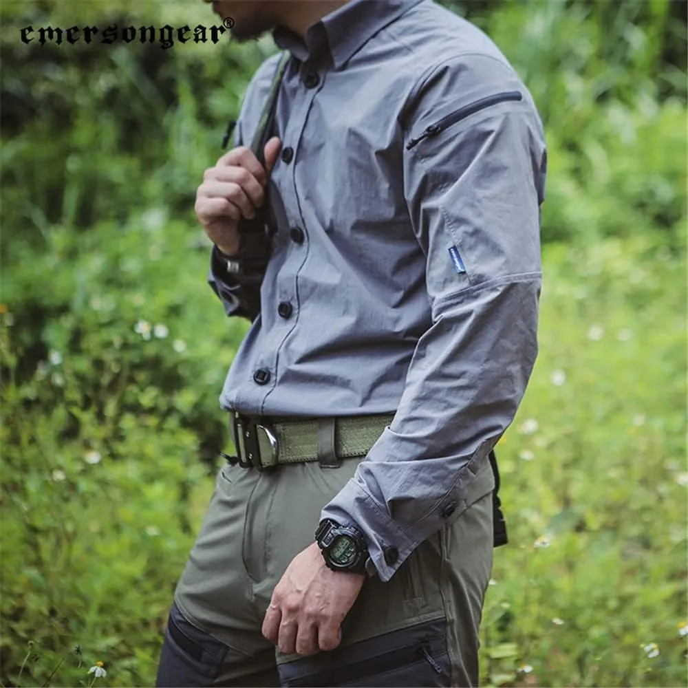 emersongear Blue Label Zip Triple Tech Tac-Shirt,Quick Dry Wrinkle Free Travel Shirts Outdoor Long Sleeve Button Down Shirt