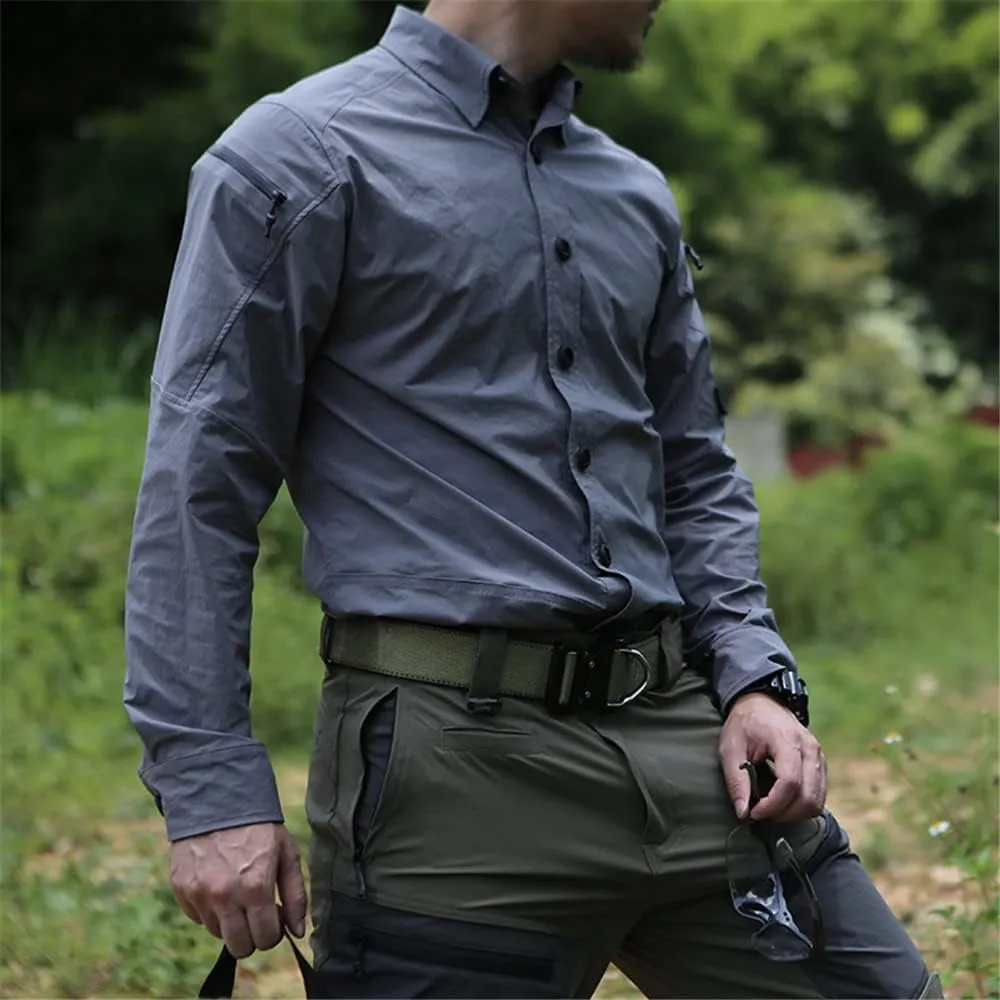 emersongear Blue Label Zip Triple Tech Tac-Shirt,Quick Dry Wrinkle Free Travel Shirts Outdoor Long Sleeve Button Down Shirt